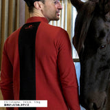 日本製で綿100%、勝負服から発想を受けた競馬を応援するための長袖ポロシャツ。ルメール騎手