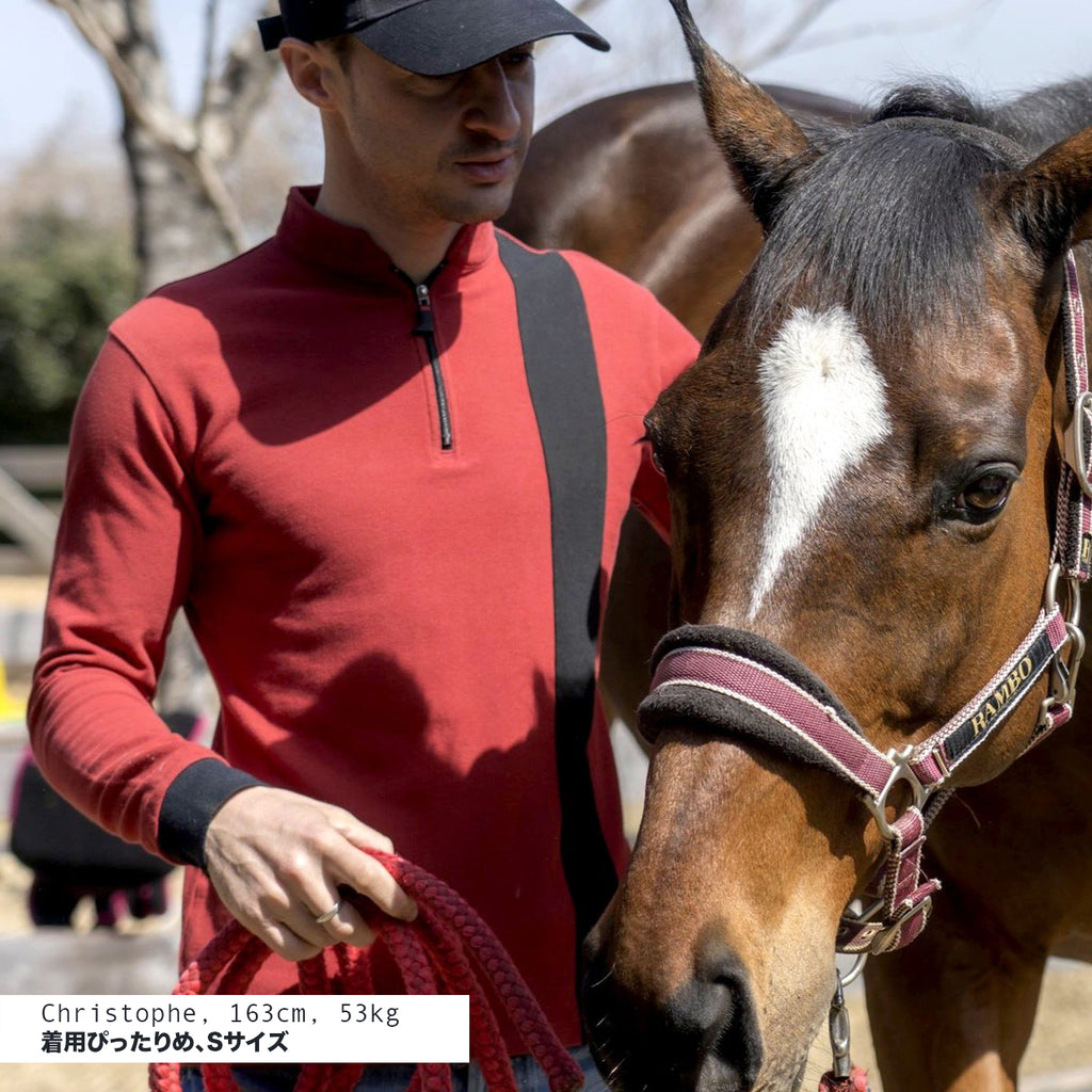 日本製で綿100%、勝負服から発想を受けた競馬を応援するための長袖ポロシャツ。ルメール騎手。シルクレーシングの勝負服から発想を受けた数量限定商品長袖ポロシャツ。