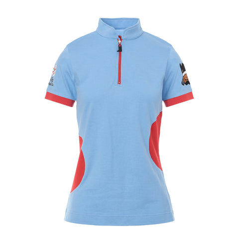 日本製で綿100%、勝負服から発想を受けた競馬を応援するための半袖レディースカットソー。シルクレーシングの勝負服から発想を受けた数量限定商品半袖レディースカットソー