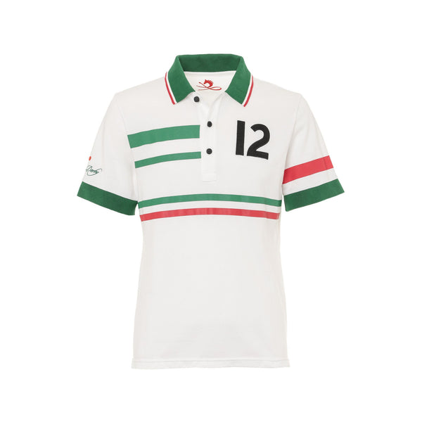 KING 12 半袖ポロシャツ レイデオロ 日本ダービー12番 勝負服カラー 鹿の子コットン 刺繍 日本製 限定226枚 CL by C.ルメール horse racing inspired Made in Japan