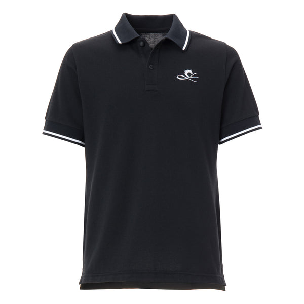 Black cotton polo-shirt inspired by jockey silk, Made in Japan