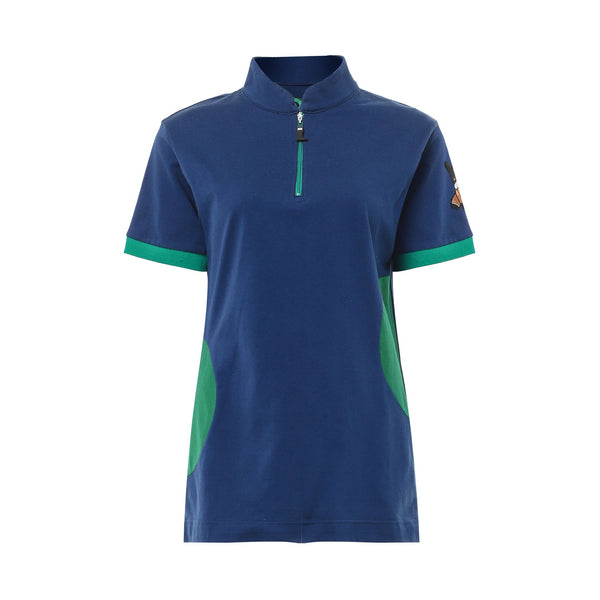 ネイビー レディース ハーフジップポロ 競馬 勝負服モチーフ 日本製 限定215枚 CL by C.ルメール Made in Japan