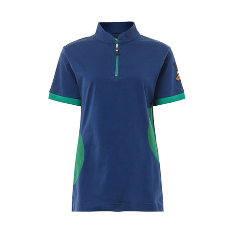 ネイビー レディース ハーフジップポロ 競馬 勝負服モチーフ 日本製 限定215枚 CL by C.ルメール Made in Japan