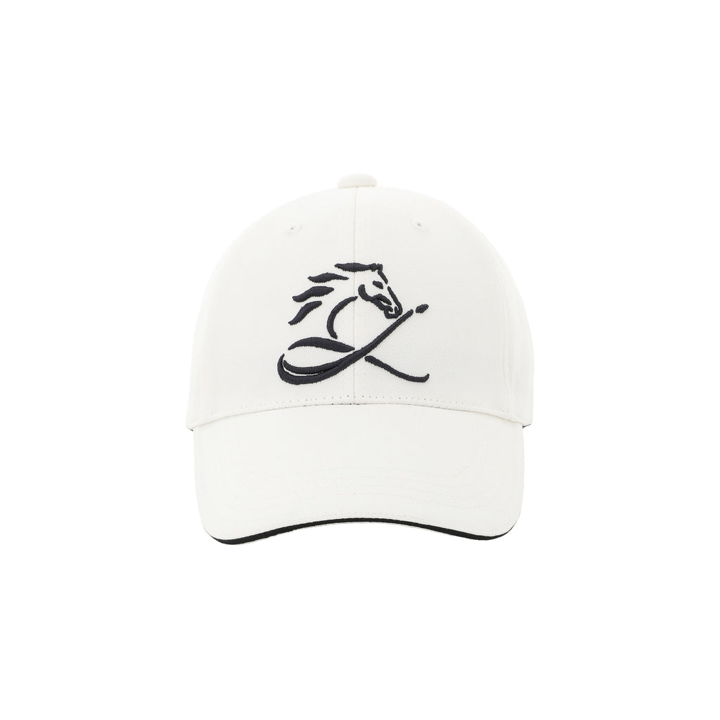 BLACK HORSE キャップ ホワイト ブラックホースロゴ刺繍 コットンキャップ 日本製 限定215個 CL by C.ルメール horse racing inspired Made in Japan