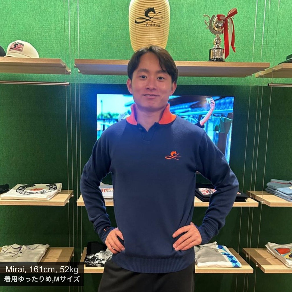 日本製で上品で控えめな乗馬ディテールを取り入れたセーター