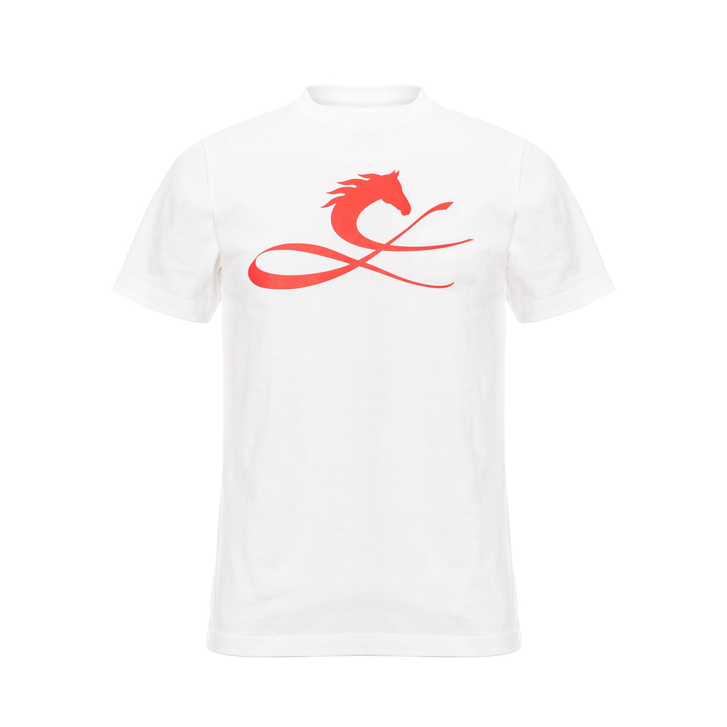 ORIGIN ORANGE 半袖Tシャツ ホワイト オレンジホースロゴ（CLモノグラム）シルクスクリーン コットン 日本製 限定1798枚 CL by C.ルメール horse logo Made in Japan horse racing inspired