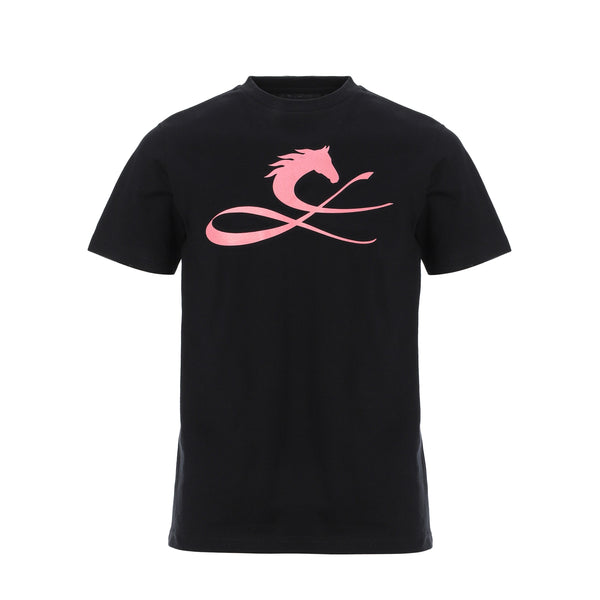 ORIGIN PINK 半袖Tシャツ ブラック ピンクホースロゴ（CLモノグラム）シルクスクリーン コットン 日本製 限定1798枚 CL by C.ルメール horse logo Made in Japan horse racing inspired
